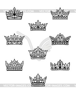 Set of king and queen crowns - vector clip art