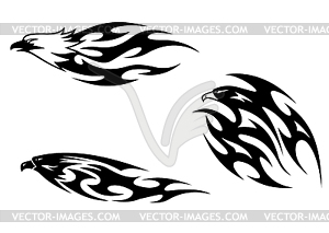 Predator birds tattoos - white & black vector clipart