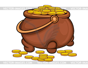 Pot with gold coins - vector clipart / vector image