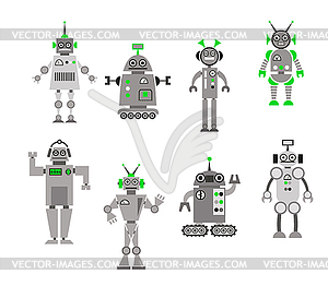 Set of abstract cartoon robots - vector clip art