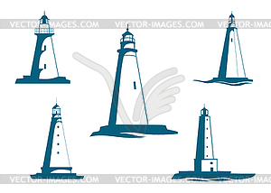 Lighthouse towers symbols for navigation and - vector image