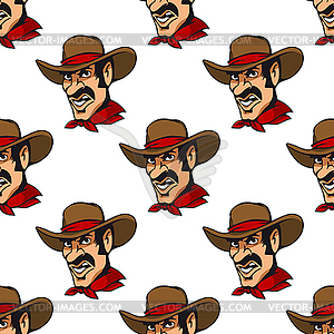 Seamless background with cowboy in hat - vector image