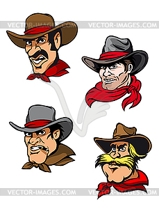 Cartoon cowboys set - vector image