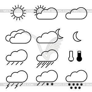 Погода иконки с белым фоном - изображение в векторе