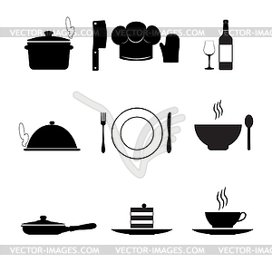 Kochen Und Kuche Icons Schwarz Vector Clipart Vektor Bild