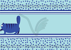 Background with a cat and a fat cat tracks - royalty-free vector clipart