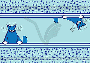 Background with two curious cats - vector image