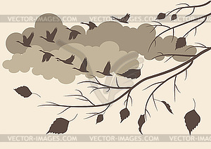 Autumn. birds fly south - royalty-free vector image