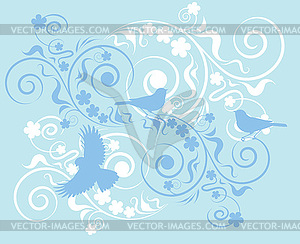 Birds and flowers  - vector image