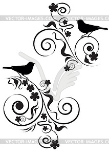 Birds and flowers  - vector clipart