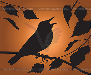Пение птиц - иллюстрация в векторном формате