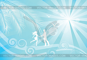 Summer blue background - vector clipart