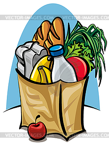 Paper bag with food - vector clipart