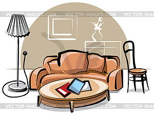 Interior with sofa - vector clipart