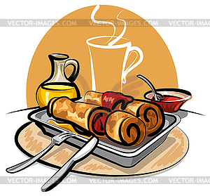 Pancakes with jam - vector clipart