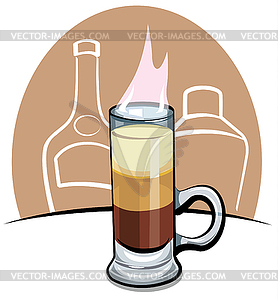 Flaming cocktail b 52 - vector image