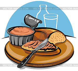 Pate with baguette - vector clipart