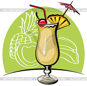 Cocktail pina colada - vector clipart