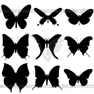 Butterfly silhouette set. Icon collection - vector clipart