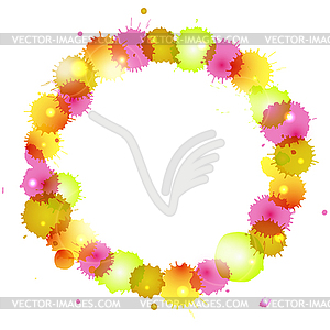 Photo frame with watercolor blots and flare lights - vector clipart