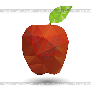 Red apple in geometric origami style - vector clipart