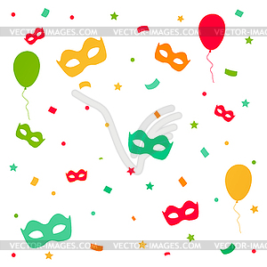 Carnival explosion with confetti and masks - vector clipart / vector image