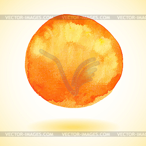 Orange watercolor paint circle - vector image