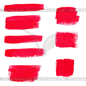 Hand-drawing red textures of brush strokes in rando - vector clip art