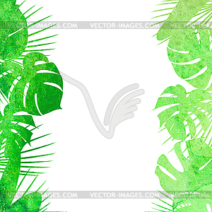 Watercolor tropical leaves - vector EPS clipart