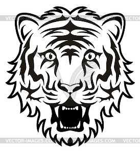 Stylized black and white tiger face - vector clipart / vector image