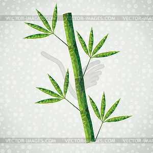 Green bamboo branch made of triangles - vector image
