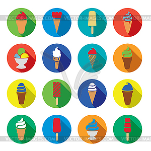 Collection of colorful ice cream icons - vector image