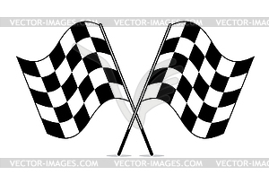 Black and white crossed racing checkered flags - vector image