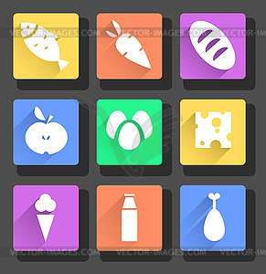 Set of flat food icons - vector image