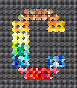 Alphabet of colorful mosaic, letter C - vector image