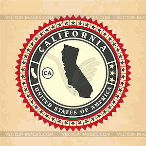 Старинные этикетки-наклейки карты Калифорнии - изображение в векторном виде