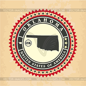 Vintage label-sticker cards of Oklahoma - vector clipart / vector image