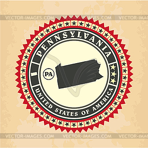 Vintage label-sticker cards of Pennsylvania - color vector clipart