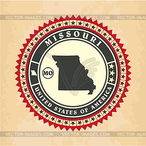 Vintage label-sticker cards of Missouri - vector clip art