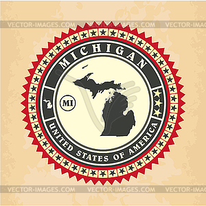 Vintage label-sticker cards of Michigan - vector clip art