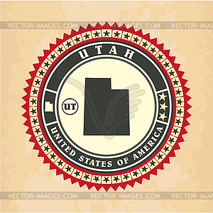 Vintage label-sticker cards of Utah - vector clipart