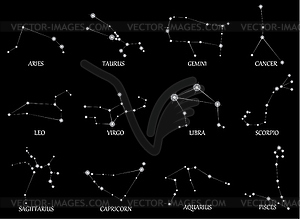 Zodiac sign - white & black vector clipart
