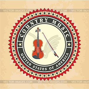 Vintage label country music - vector image