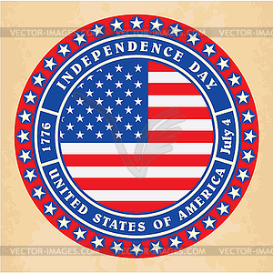 Vintage label with Independence Day of USA - vector image