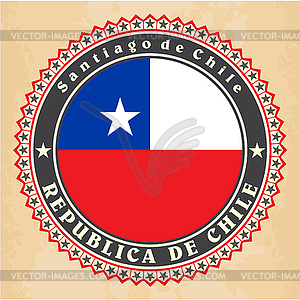 Vintage label cards of Chile flag - vector clip art