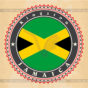 Старинные этикетки карты Ямайки флагом - векторное изображение клипарта