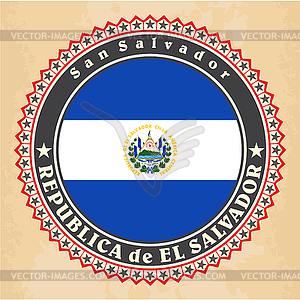 Vintage label cards of El Salvador flag - vector clipart