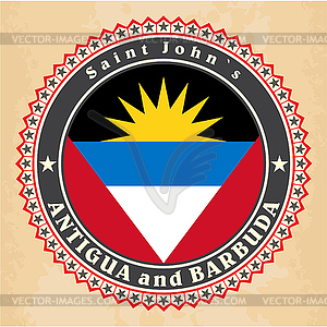 Vintage label cards of Antigua and Barbuda flag - vector clipart