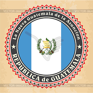 Старинные этикетки карты Гватемала флагом - векторный рисунок