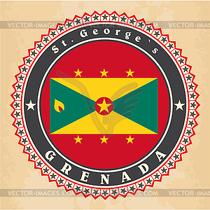 Vintage label cards of Grenada flag - vector image